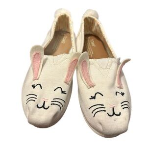 TOMS Cute Bunny Slip-On Flats in Cream with Pink Ears